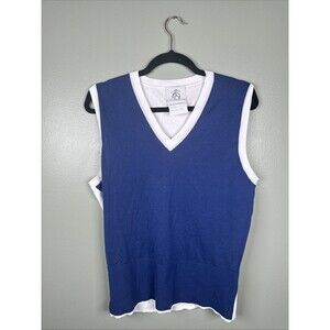 Black Fleece By Brooks Brothers Cotton Pullover Navy Front w/‎ White Trim Sz BB2